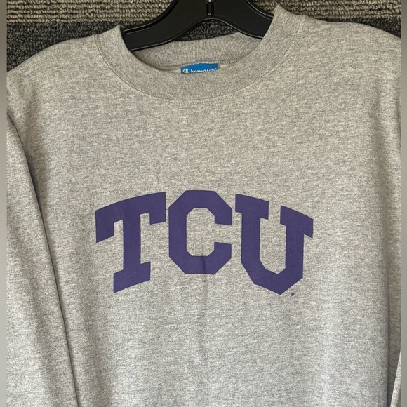Champion TCU Texas Christian University Grey Crewneck Sweatshirt Men’s Small EUC - Picture 2 of 5